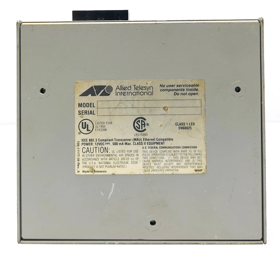 Allied telesyn AT- FS202 IEEE 802.3/802.3U Fast Ethernet Fiber Media Rate Switch - Image 3 of 4