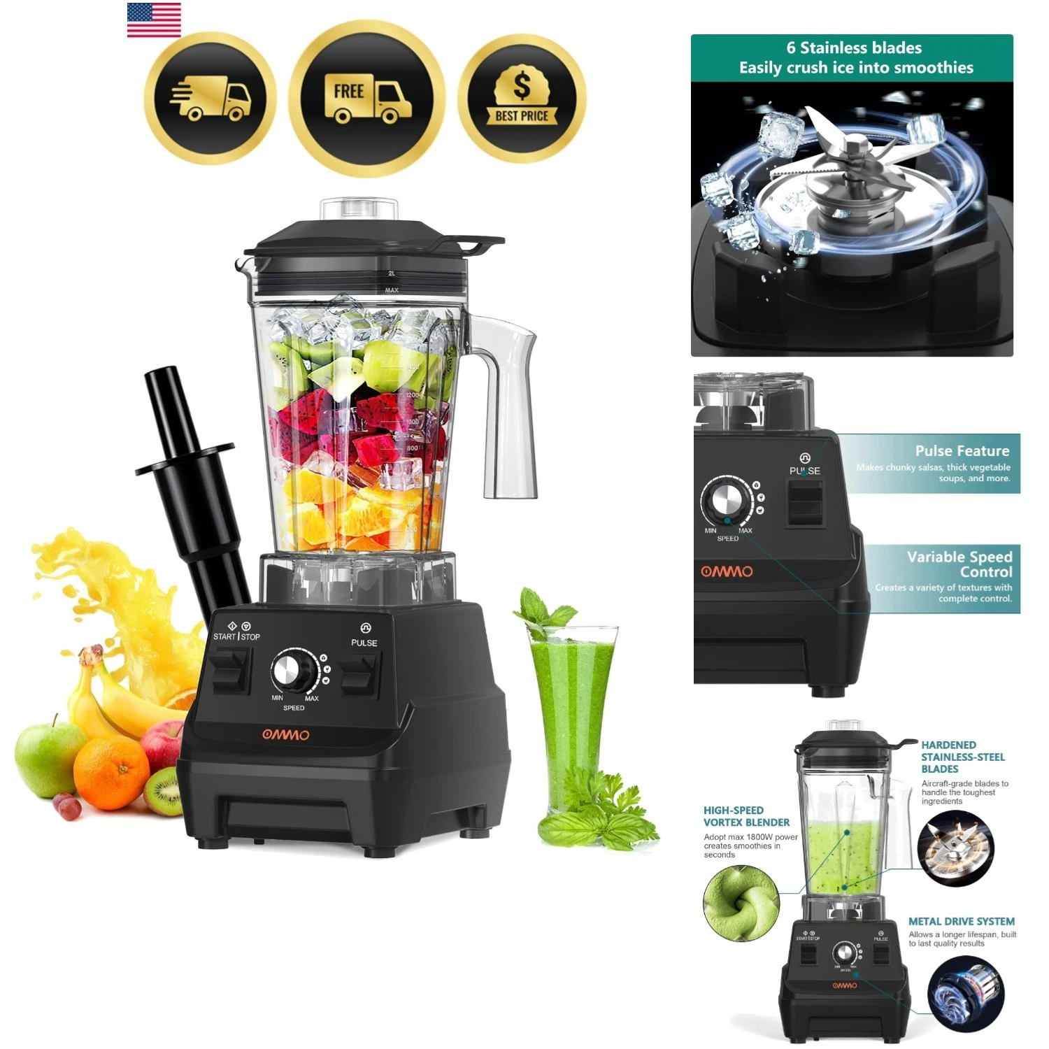 Blender 1800W, Professional High Speed Countertop Blender with Durable Stainl...
Opens in a new wind