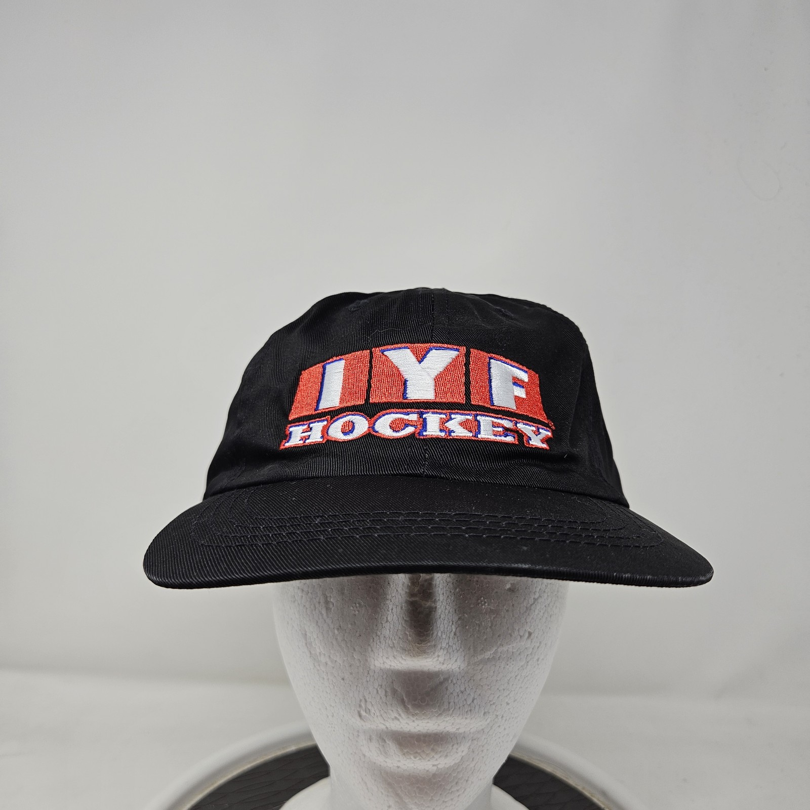 Vintage In Your Face Hockey Hat Cap Strap Back Black NHL Hockey Mens 90s