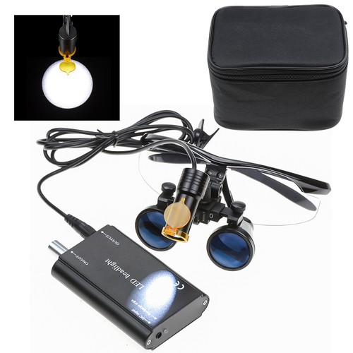 Faro LED dentale 5W + paraluce + lenti chirurgiche 3,5X-420mm DY-008 + borsa nera - Foto 19 di 24