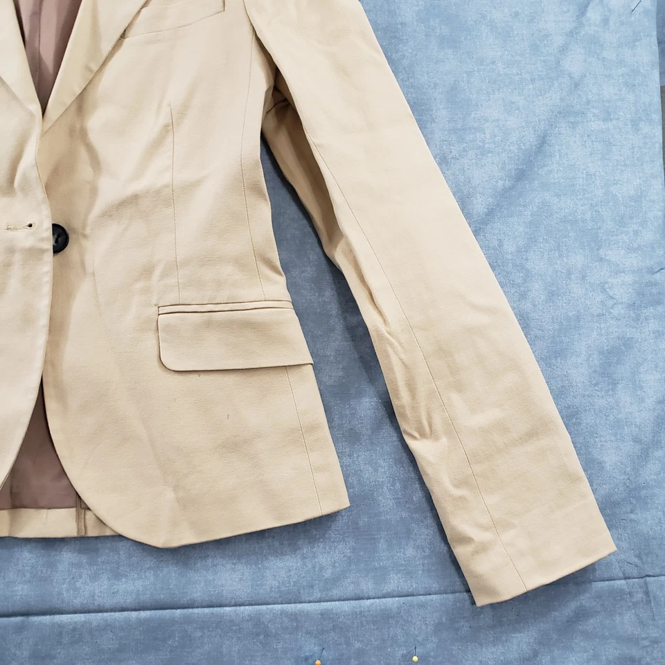 Blazer Theory Mujer 4 Beige Ajustado Dos Botones Elastizado Forrado Chaqueta de Oficina Foto 3 de 4