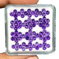 100 Pcs Natural Amethyst 3mm Round Cut Rich Purple Untreated Loose Gemstones Lot