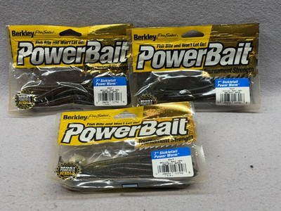 Obsolete Vintage Berkley 7'' Power SickletailTournament Strength Worms (3) 10 pks
