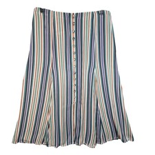 Maeve Anthropologie Striped Button Front Midi Skirt Multicolor Size 10 OB981396