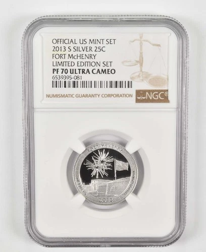 2013-S PF70 Fort McHenry Silver Quarter US Mint Limited Edition Set NGC *8185