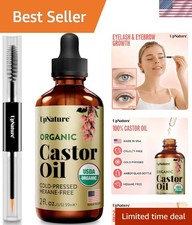 Hexane-Free Organic Castor Oil Growth Serum - 2oz Eyelash  Eyebrow Enhancer