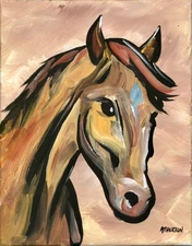 Atherton 11x14 Original Expressionism Acrylic Painting "Brown Horse" hand signed
