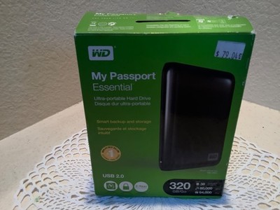 WD My Passport Essential 320GB USB 2.0 Portable External Hard Drive Black New