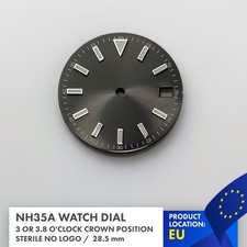 Cadran de montre stérile 28,5 mm compatible avec NH35 - acier Sunburst noir...