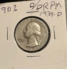 1939-D/D Washington Quarter- Repunched Mint Mark! XF VF RPM 90% Silver