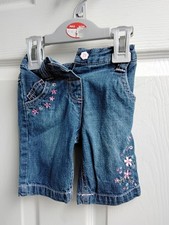 BHS Baby Girls Denim Jeans Newborn 10lbs 100% Cotton Blue