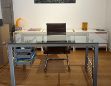 Beautiful Glass Desk, good condition,  150cm L x 70cm D x 75cm H 