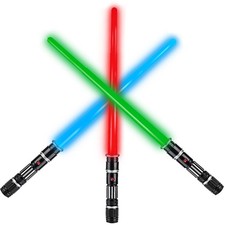 3 Pack 3 Colors Light Up Swords with FX Sound, Retractable Light Toy
