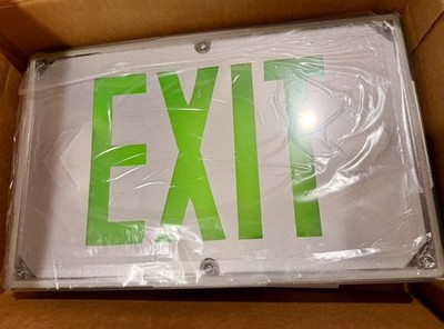 EXIT SIGN Philips 60MLA33G Wet Location 120-277 VAC Green Letters Gray Aluminum