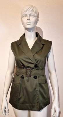 Max Mara S lange Weste Neu aus Baumwolle in Oliv Größe XS