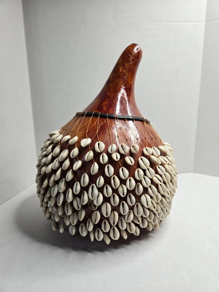 Shekere Percussion Shaker Gourd Cowry Large Traditional African Hand Instrument - Image 2 of 4