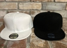 Premium Solid Plain Blank Fitted Cap Baseball Cap Hat Flat Bill Brim Both 7 3/8