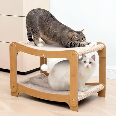 AIXINPET Two-Level Sisal Cat Scratcher Bed - Sturdy Cat Scratching Post with ...