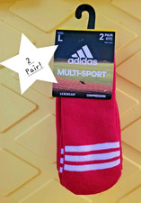     Adidas L 2 Pair OTC Red Compression Multi-Sport Socks New NWT Soccer Baseball