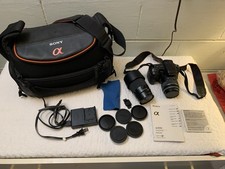 Sony Camera Lot Bundle DSLR-A-200 Lens SAL1855 SAL75300 Bag Charger USB Manuals