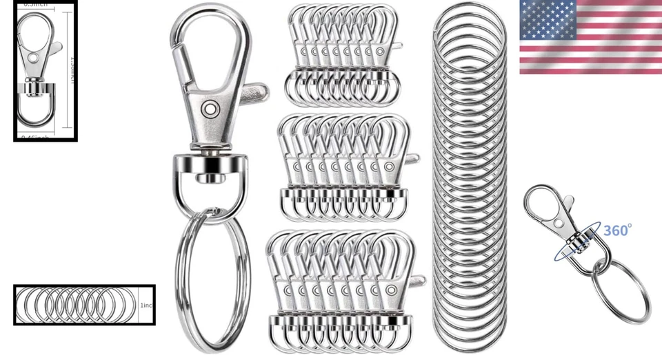 Silver Swivel Snap Hooks 1000 Pcs - Keychain, Lanyard Clips - Image 2 of 4