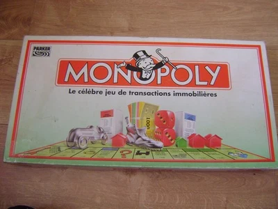 Jeu société vintage retro MONOPOLY 1992 PARKER Bon état COMPLET Pions metal - Photo 1/4