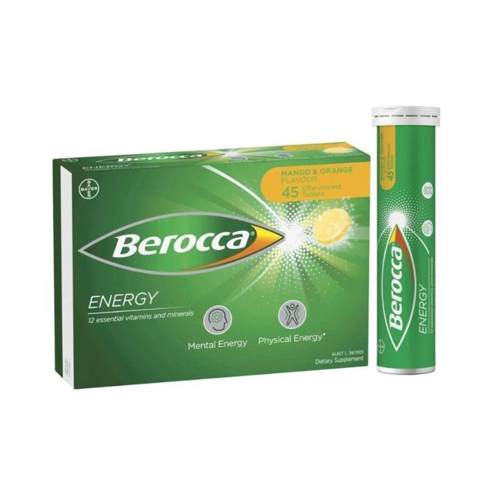 Berocca Energy Vitamina B y C 225 Comprimidos Mango y Naranja (45 × 5 Paquetes) Foto 2 de 4