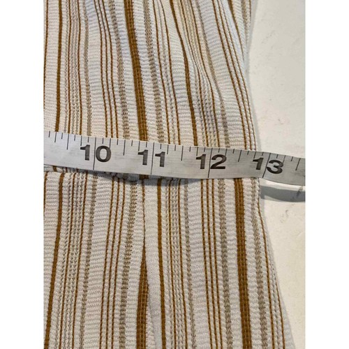 Vestito Zara spalle scoperte bodycon midi bianco righe marrone - Foto 11 di 12