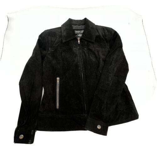 Style & Co Women's SMALL Long Sleeve Full Zip Deep Black Suede Jacket - Picture 2 of 21