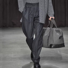 Men's Tweed Pants Retro Trousers Straight Leg Striped Formal Loose Fashion Chic