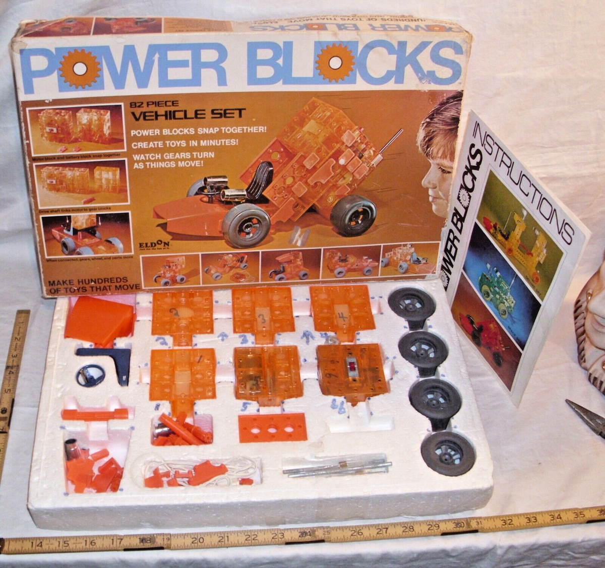 当時物 エレコンモービル ELECON MOBILE ELDON POWER BLOCKS VEHICLE SET CONSTRUCTION BUILDING TOY PLAYSET