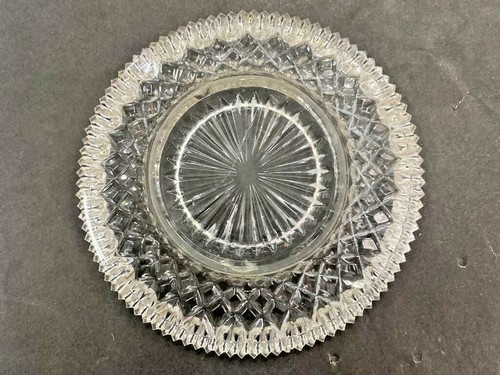 OLD VINTAGE RARE BEAUTIFUL CRYSTAL CLEAR CUT GLASS CARNIVAL PLATE / TRAY, JAPAN - Picture 10 of 12