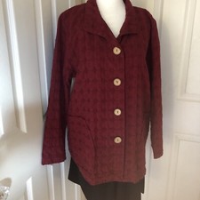 Nwt Ruby Red Focus Casual Life M Cotton Tunic Jacket Front Pockets Large Buttons