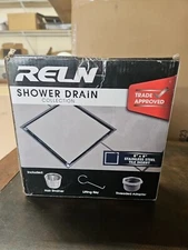 RELN Square Shower Drain 2.5" x 8" in Stainless Steel Finish w/ Basket Strainer