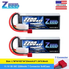 2x Zeee 11.1V 35C 2200mAh 3S Lipo Battery T Plug for RC Quadcopter Drone FPV