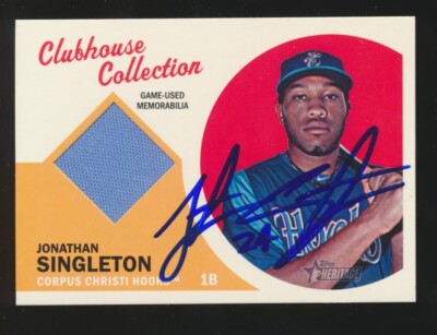 2012 Topps HERITAGE MINORS Clubhouse Collection -JONATHAN SINGLETON *Autographed