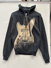 Vintage Nirvana Guitar Zip Up Sweater Hoodie Tultex Black Size X Small