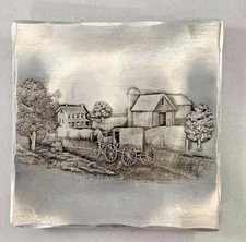 Wendell August Forge Square Tray Hammered Aluminum Amish Farm Horse Buggy Handma