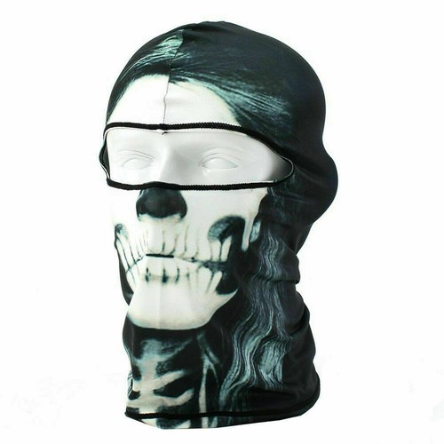 UV Protection Balaclava Ghost Printed Tactical Skull Full Face Mask Ski Sun Hood - Picture 15 of 20