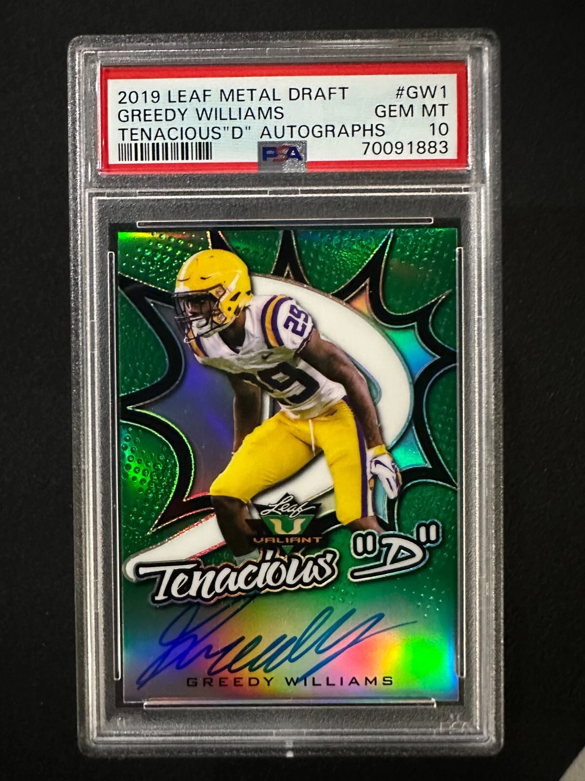 Greedy Williams Leaf Metal Draft Tenacious"D" Autographs #GW1 Base