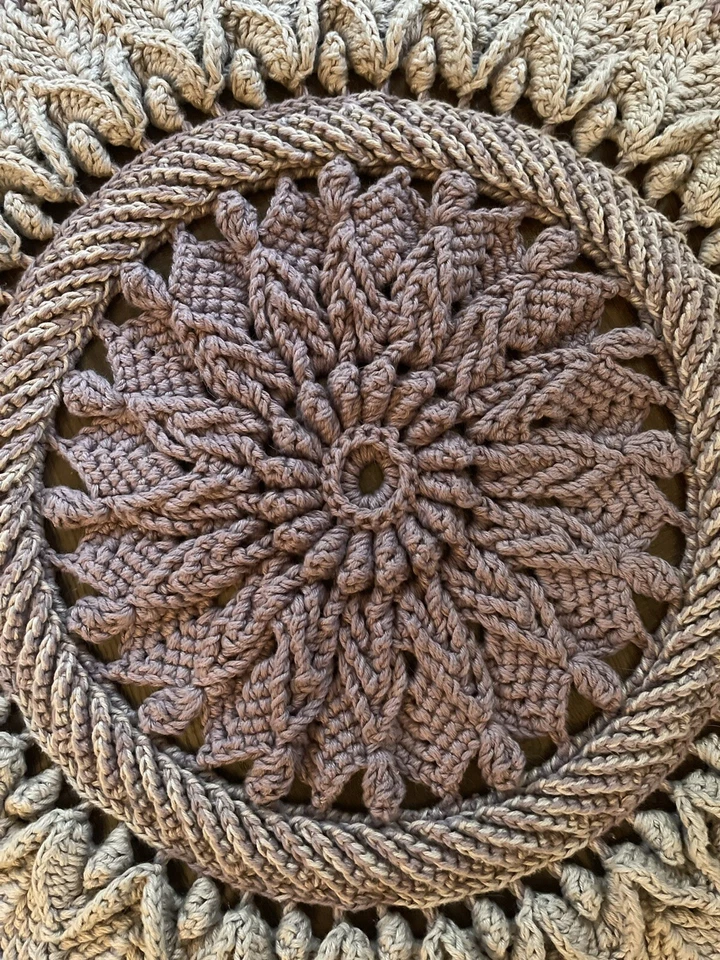 Alfombra redonda de algodón hecha a mano - Alfombra de ganchillo - Fibra natural - Hecha en EE. UU. Foto 4 de 4