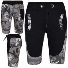 Kids Boys Shorts Fleece Camouflage Charcoal Panel Chino Half Pants Age 5-13 Year