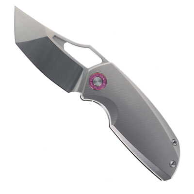 TwoSun Folding Knife Gray Titanium Handle 14C28N Plain Edge TS498-Gray