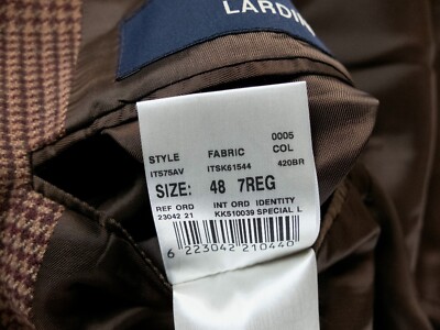 NO CUSTOMS TAX) LARDINI brown glen check wool sportscoat jacket 38