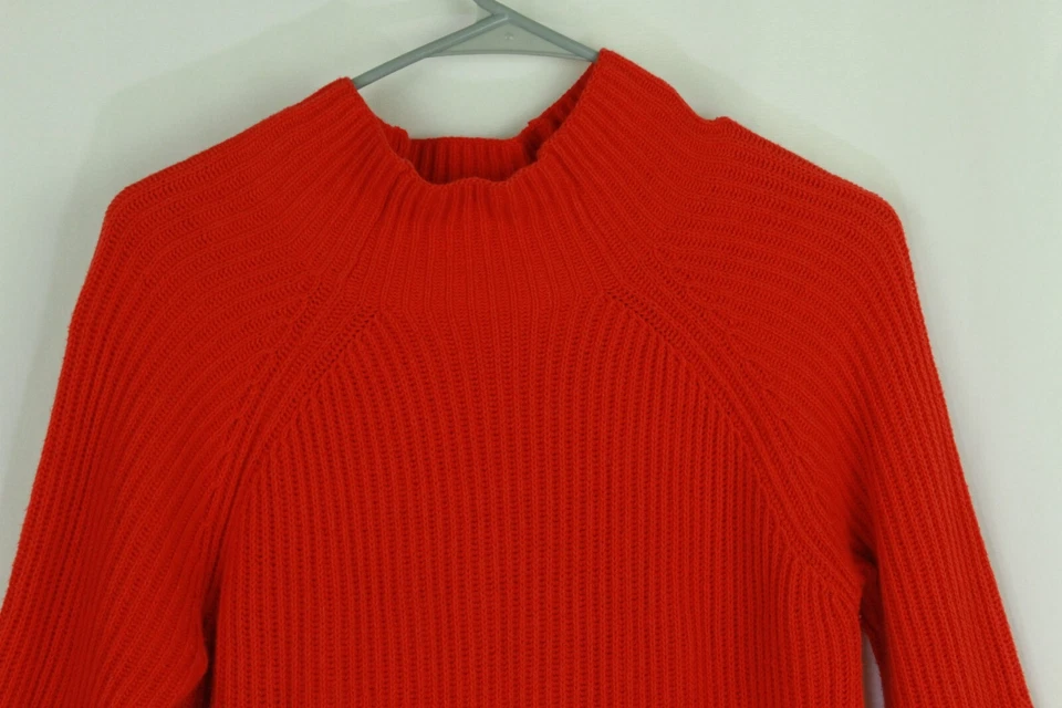 Chaus Sweater Tunic Pockets Ribbed Knit Cotton Blend Orange Red Womens Small - Image 2 of 4