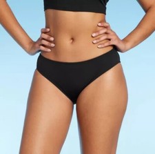 Women's Ribbed Hipster Bikini Bottom - Shade  Shore Black Size L 12-14