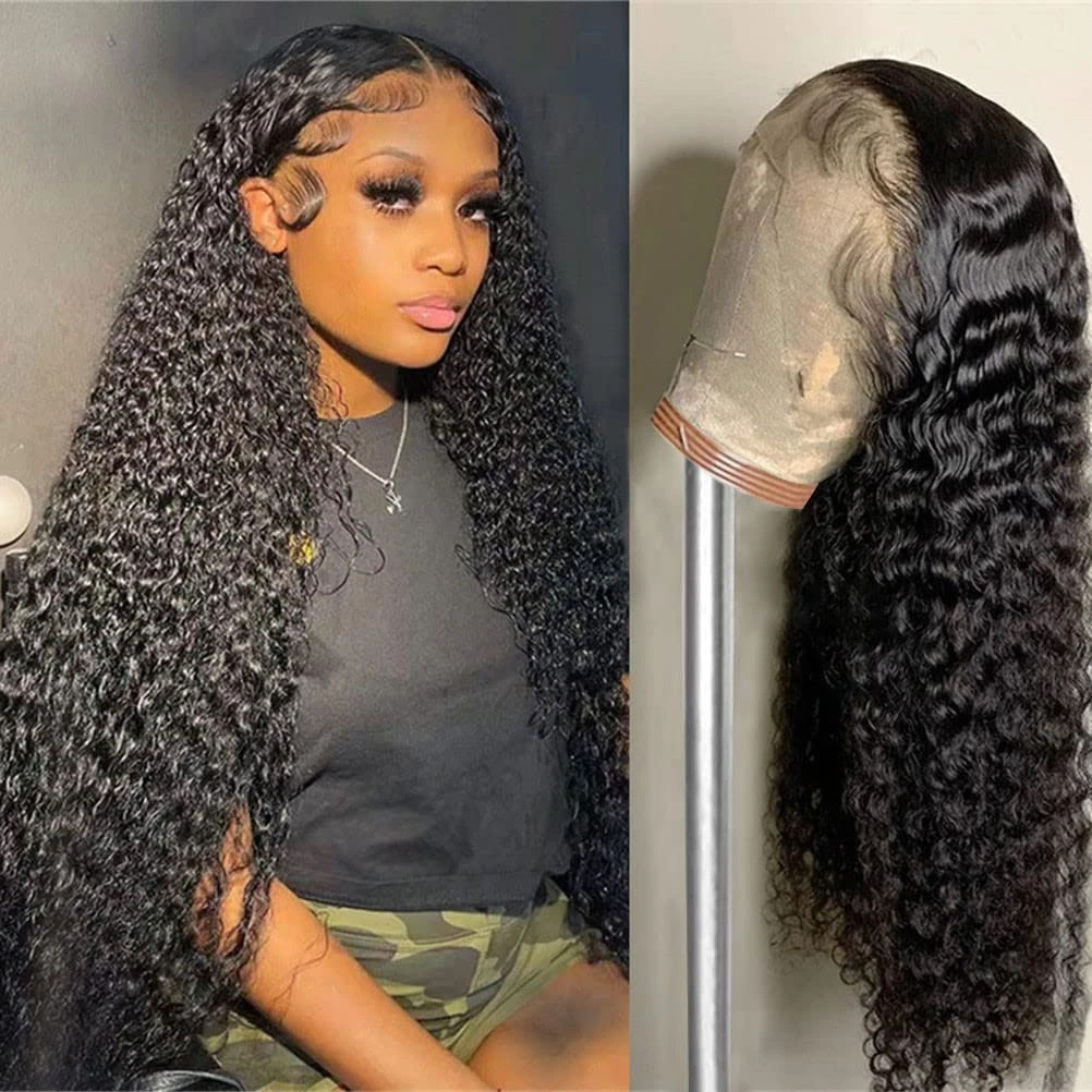 Deep Wave Lace Front Wigs Human Hair 13X4 Lace Frontal Curly Wig