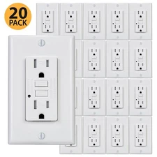 PROCURU 20-Pack GFCI 15A Tamper Resistant, Self Testing Receptacle Outlets