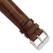 DeBeer 22mm Genuine Alligator Havana Chrono Silver-tone Buckle Watch Band