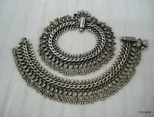vintage antique ethnic tribal old silver anklet feet bracelet traditional jewelr